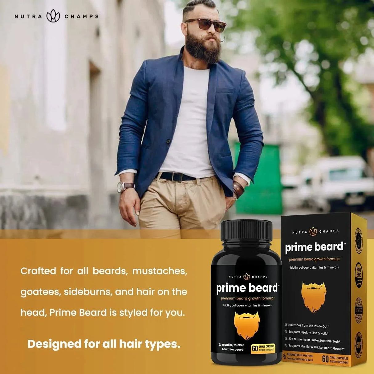 NUTRACHAMPS - Nutra Champs Prime Beard Beard Growth Vitamins 60 Capsulas - The Red Vitamin MX - Suplementos Alimenticios - {{ shop.shopifyCountryName }}