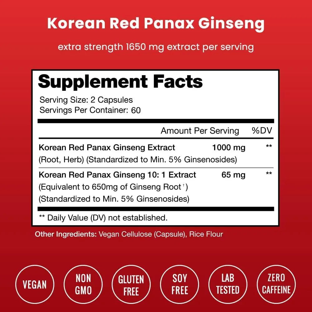 NUTRACHAMPS - NutraChamps Korean Panax Ginseng 1650Mg. 120 Capsulas - The Red Vitamin MX - Suplementos Alimenticios - {{ shop.shopifyCountryName }}