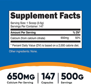 NUTRICOST - Nutricost Calcium Citrate 650Mg. 500Gr. - The Red Vitamin MX - Suplementos Alimenticios - {{ shop.shopifyCountryName }}