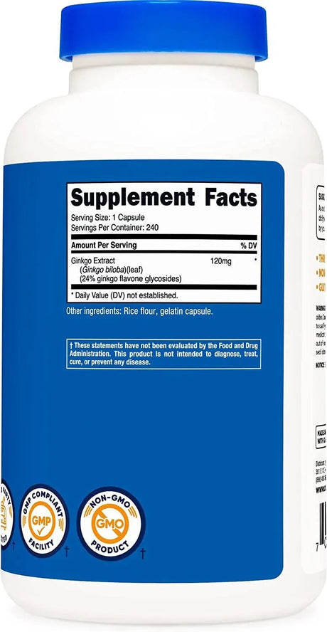 NUTRICOST - Nutricost Ginkgo Biloba 120Mg. 240 Capsulas - The Red Vitamin MX - Suplementos Alimenticios - {{ shop.shopifyCountryName }}