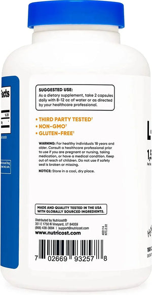 NUTRICOST - Nutricost L-Citrulline 750Mg. 180 Capsulas - The Red Vitamin MX - Suplementos Alimenticios - {{ shop.shopifyCountryName }}