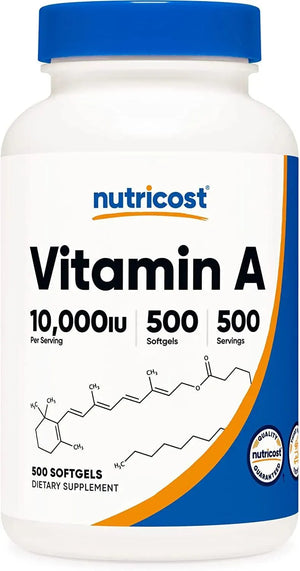 NUTRICOST - Nutricost Vitamin A 10,000IU 500 Capsulas Blandas - The Red Vitamin MX - Suplementos Alimenticios - {{ shop.shopifyCountryName }}
