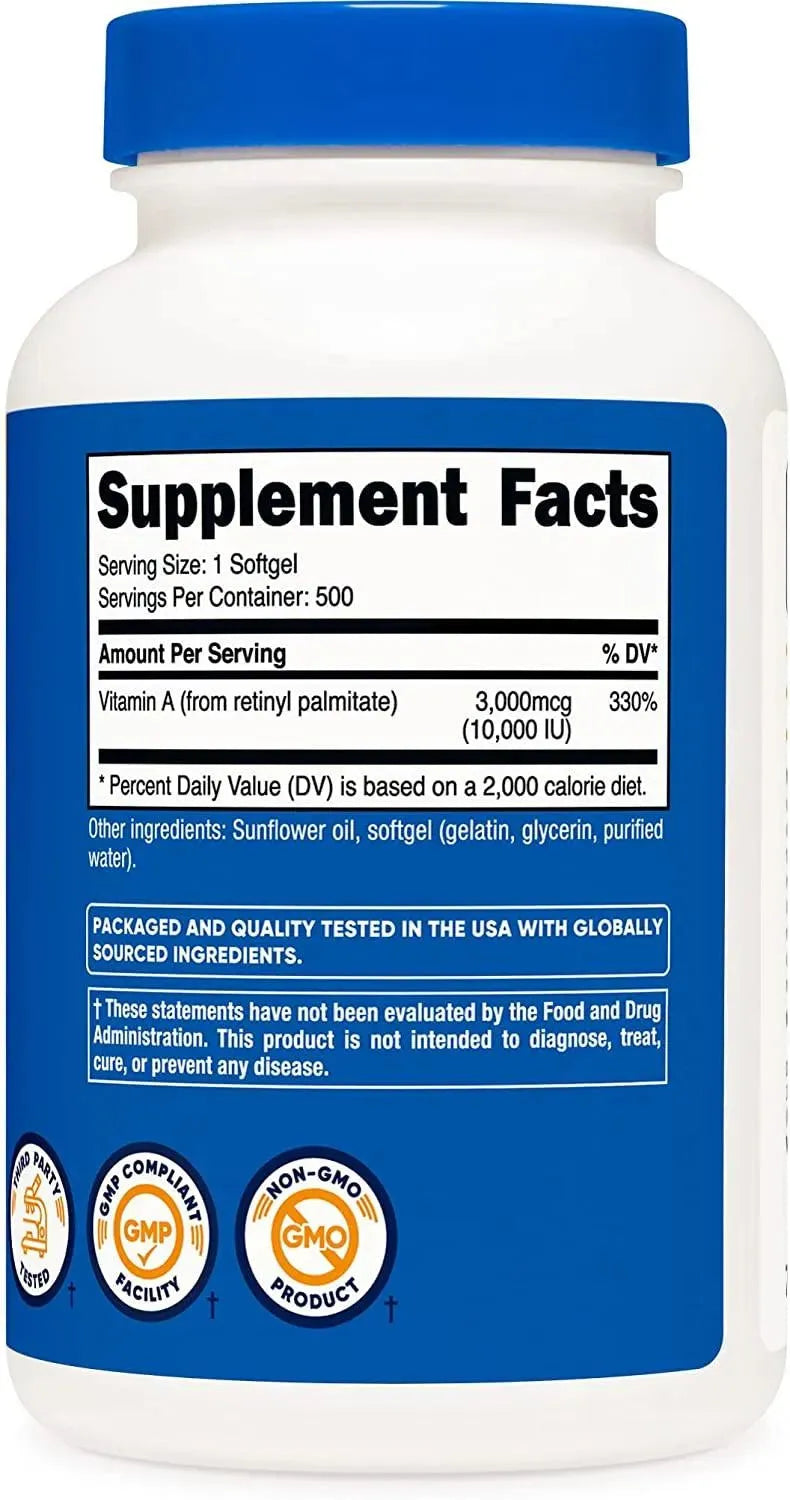 NUTRICOST - Nutricost Vitamin A 10,000IU 500 Capsulas Blandas - The Red Vitamin MX - Suplementos Alimenticios - {{ shop.shopifyCountryName }}