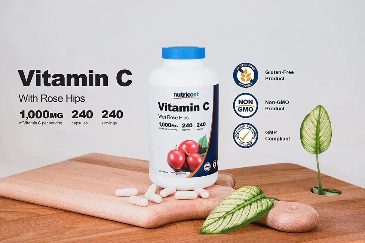 NUTRICOST - Nutricost Vitamin C 1000Mg. 240 Capsulas - The Red Vitamin MX - Suplementos Alimenticios - {{ shop.shopifyCountryName }}