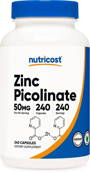 NUTRICOST - Nutricost Zinc Picolinate 50Mg. 240 Capsulas - The Red Vitamin MX - Suplementos Alimenticios - {{ shop.shopifyCountryName }}