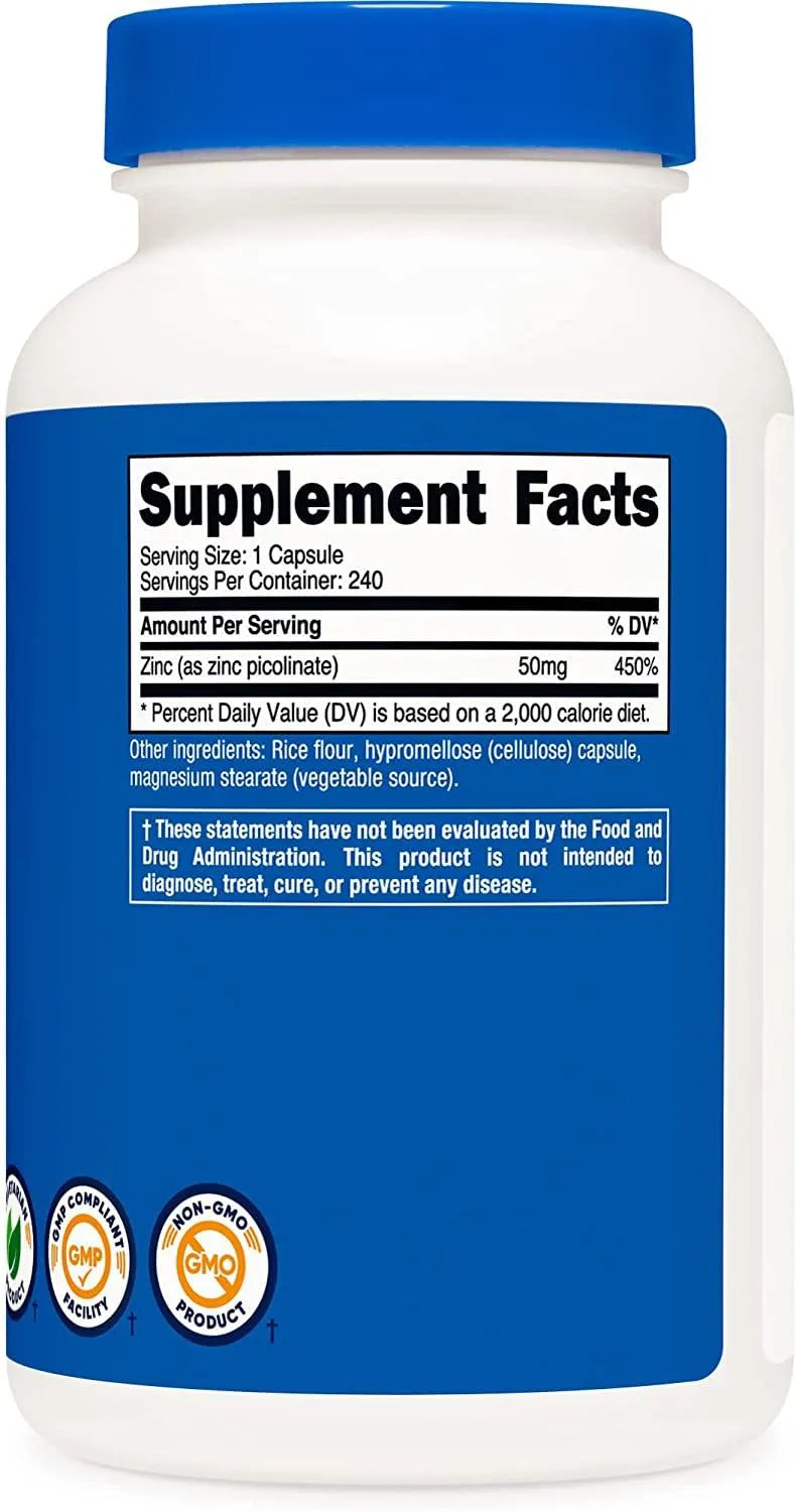 NUTRICOST - Nutricost Zinc Picolinate 50Mg. 240 Capsulas - The Red Vitamin MX - Suplementos Alimenticios - {{ shop.shopifyCountryName }}