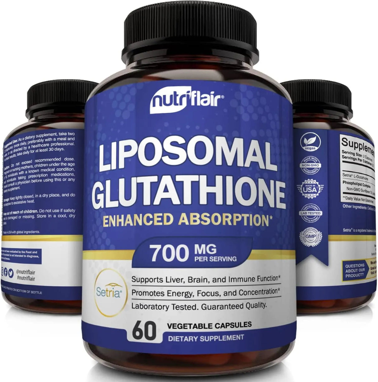 NUTRIFLAIR - NutriFlair Liposomal Glutathione 700Mg. 60 Capsulas - The Red Vitamin MX - Suplementos Alimenticios - {{ shop.shopifyCountryName }}