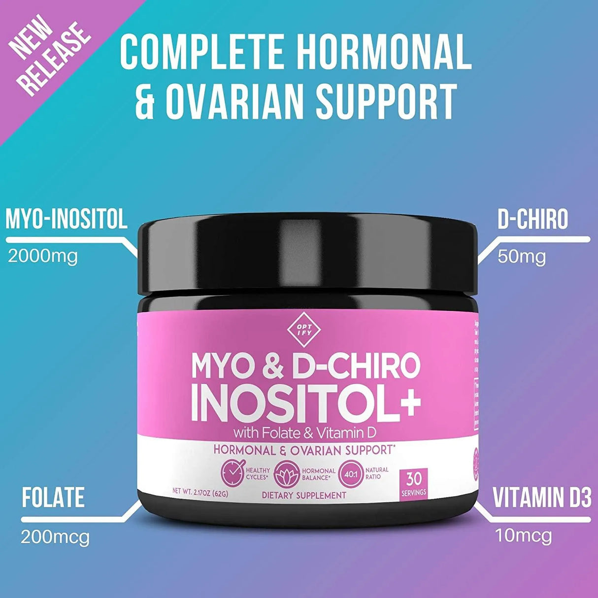 OPTIFY - Optify Myo-Inositol and D-Chiro Inositol Powder 2.17Oz. - The Red Vitamin MX - Suplementos Alimenticios - {{ shop.shopifyCountryName }}