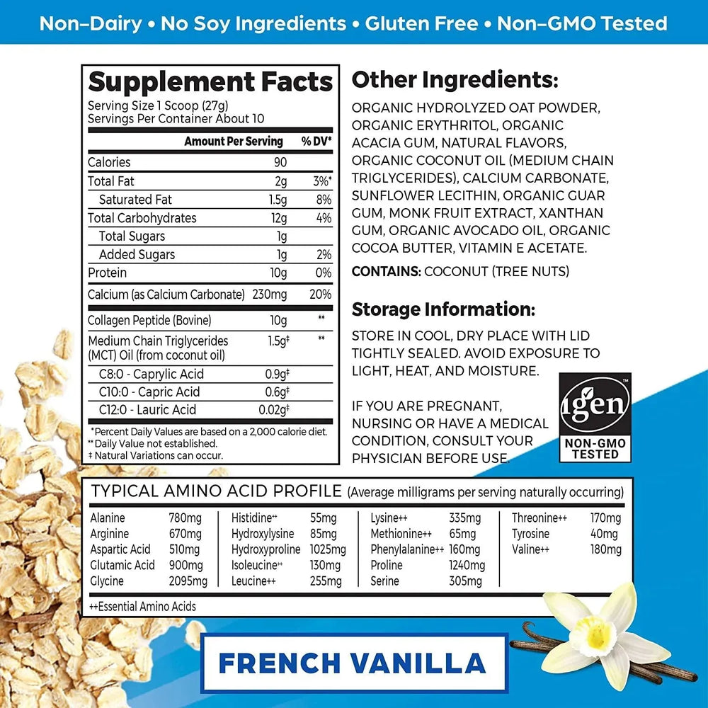 ORGAIN - Orgain Collagen Creamer with Organic Oatmilk Powder French Vanilla 10Oz. - The Red Vitamin MX - Suplementos Alimenticios - {{ shop.shopifyCountryName }}