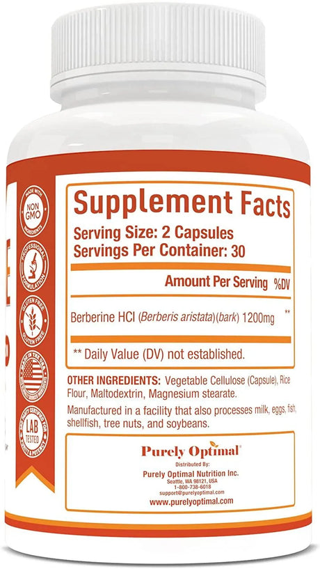 PURELY OPTIMAL - Purely Optimal Berberine Extra Strength 60 Capsulas - The Red Vitamin MX - Suplementos Alimenticios - {{ shop.shopifyCountryName }}