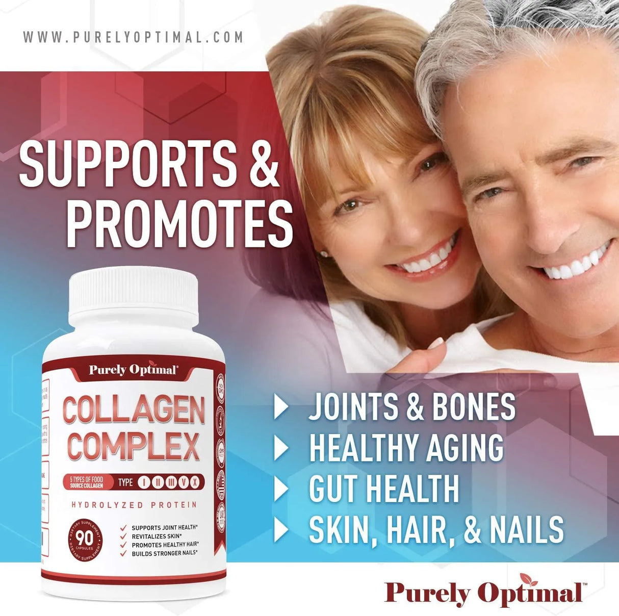 PURELY OPTIMAL - Purely Optimal Collagen Complex 90 Capsulas - The Red Vitamin MX - Suplementos Alimenticios - {{ shop.shopifyCountryName }}