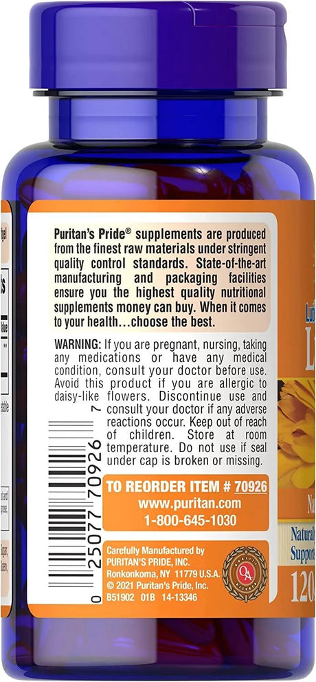 PURITAN'S PRIDE - Puritans Pride Lutein 40Mg. With Zeaxanthin 120 Capsulas - The Red Vitamin MX - Suplementos Alimenticios - {{ shop.shopifyCountryName }}