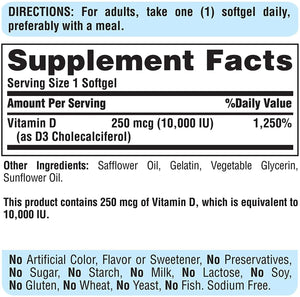 PURITAN'S PRIDE - Puritan´s Pride Vitamin D3 10,000 IU 100 Capsulas - The Red Vitamin MX - Suplementos Alimenticios - {{ shop.shopifyCountryName }}