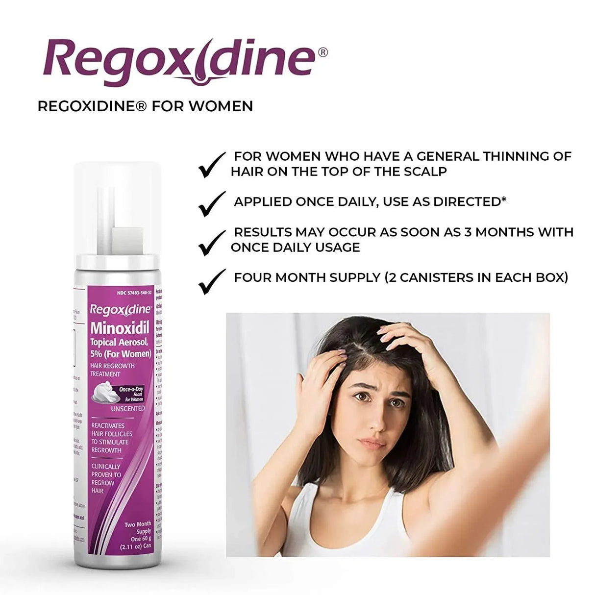 REGOXIDINE - Regoxidine Women's 5% Minoxidil Foam Suministro 4 Meses - The Red Vitamin MX - Crecimiento De Cabello - {{ shop.shopifyCountryName }}