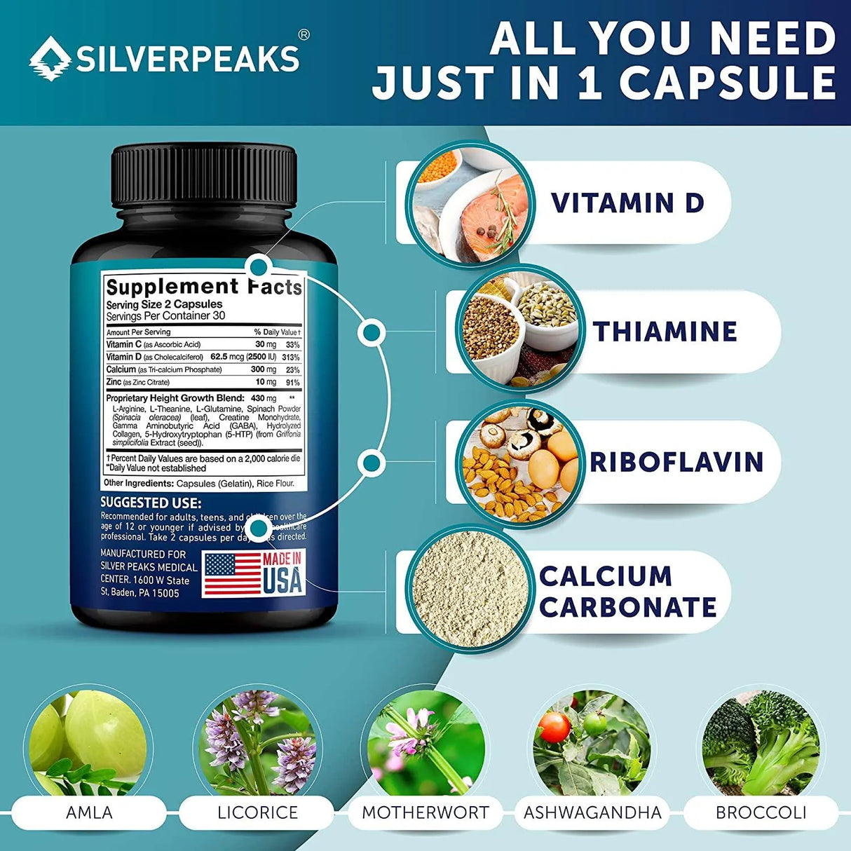 SILVERPEAKS - Silver Peaks Height Growth Maximizer Nueva Formula 60 Capsulas - The Red Vitamin MX - Suplementos Alimenticios - {{ shop.shopifyCountryName }}