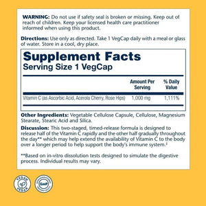 SOLARAY - Solaray Vitamin C 1000mg Timed Release Capsules with Rose Hips & Acerola Bioflavonoids 275 Capsulas - The Red Vitamin MX - Suplementos Alimenticios - {{ shop.shopifyCountryName }}