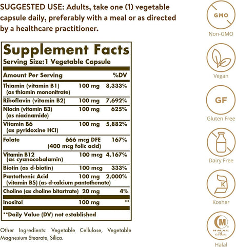 SOLGAR - Solgar B-Complex "100" 250 Capsulas - The Red Vitamin MX - Suplementos Alimenticios - {{ shop.shopifyCountryName }}