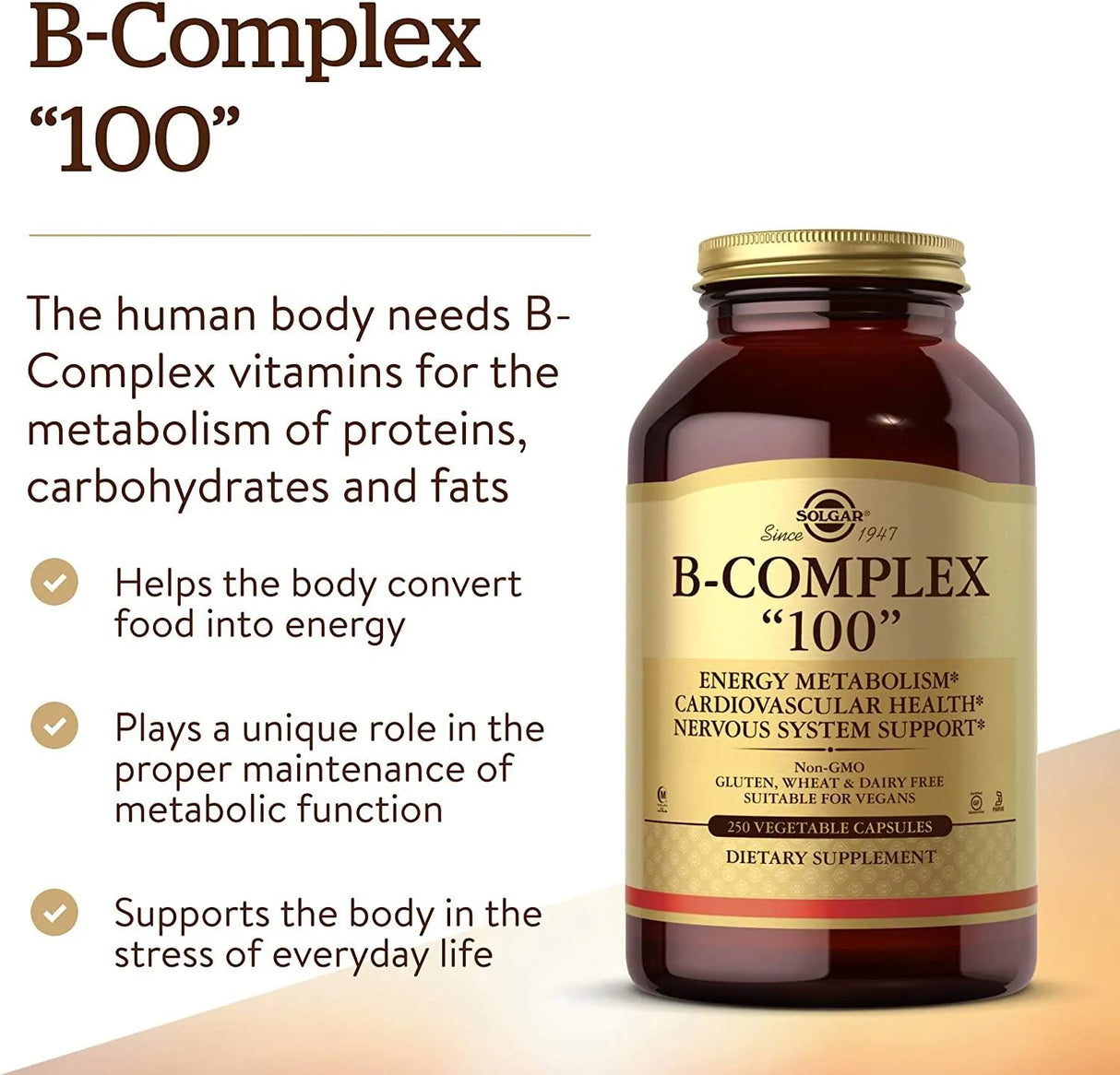 SOLGAR - Solgar B-Complex "100" 250 Capsulas - The Red Vitamin MX - Suplementos Alimenticios - {{ shop.shopifyCountryName }}