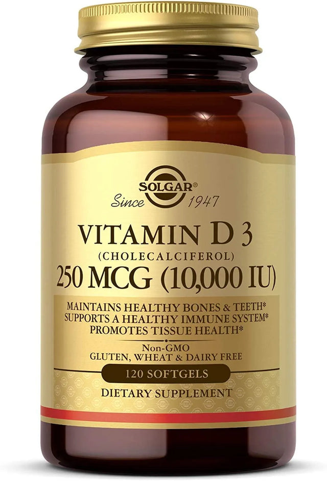 SOLGAR - Solgar Vitamin D3 250 Mcg 10,000IU 120 Capsulas Blandas - The Red Vitamin MX - Suplementos Alimenticios - {{ shop.shopifyCountryName }}