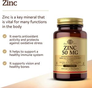 Solgar Zinc 50Mg. 100 Tabletas - The Red Vitamin MX