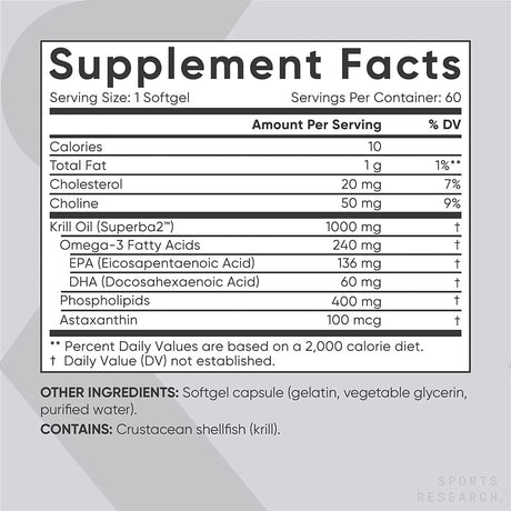 SPORTS RESEARCH - Sports Research Antarctic Krill Oil 1000Mg. 60 Capsulas Blandas - The Red Vitamin MX - Suplementos Alimenticios - {{ shop.shopifyCountryName }}