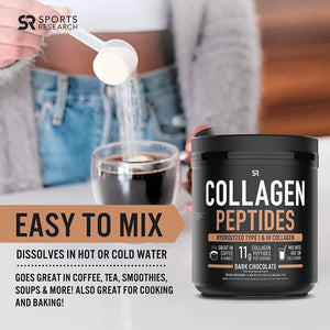 SPORTS RESEARCH - Sports Research Collagen Peptides Powder Dark Chocolate 22.72Oz. - The Red Vitamin MX - Suplementos Alimenticios - {{ shop.shopifyCountryName }}