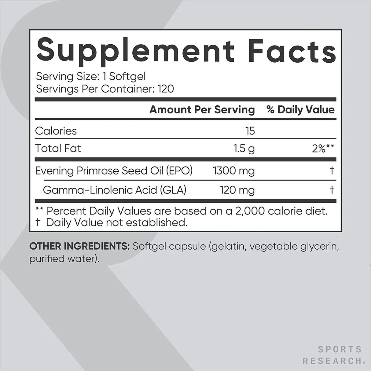 SPORTS RESEARCH - Sports Research Evening Primrose Oil 1300Mg. 120 Capsulas Blandas - The Red Vitamin MX - Suplementos Alimenticios - {{ shop.shopifyCountryName }}