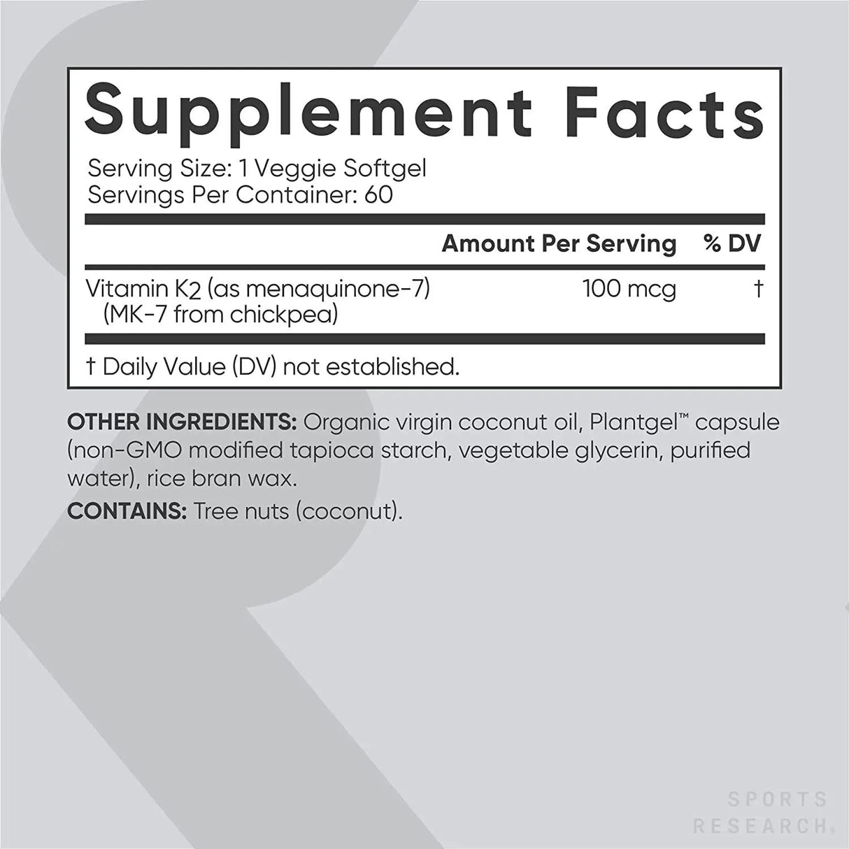 SPORTS RESEARCH - Sports Research Vitamin K2 60 Capsulas - The Red Vitamin MX - Suplementos Alimenticios - {{ shop.shopifyCountryName }}