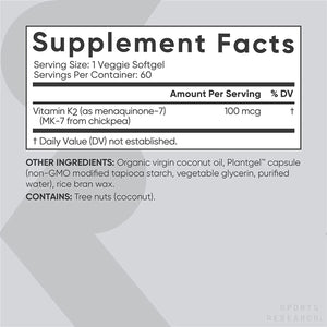 SPORTS RESEARCH - Sports Research Vitamin K2 60 Capsulas - The Red Vitamin MX - Suplementos Alimenticios - {{ shop.shopifyCountryName }}