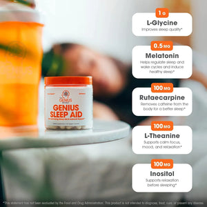 THE GENIUS BRAND - The Genius Brand Genius Sleep Aid 40 Capsulas - The Red Vitamin MX - Suplementos Alimenticios - {{ shop.shopifyCountryName }}