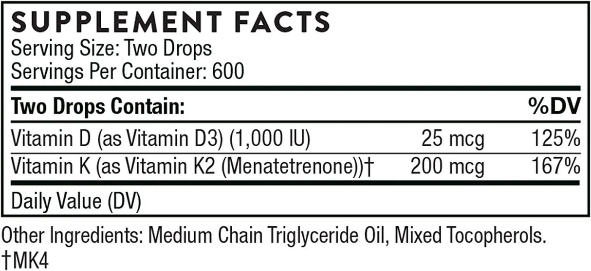 THORNE RESEARCH - Thorne Vitamin D + K2 Liquid 30Ml. - The Red Vitamin MX - Suplementos Alimenticios - {{ shop.shopifyCountryName }}