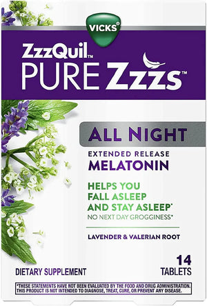 VICKS - Vicks Pure Zzzs All Night Extended Release Melatonin 14 Tabletas - The Red Vitamin MX - Suplementos Alimenticios - {{ shop.shopifyCountryName }}