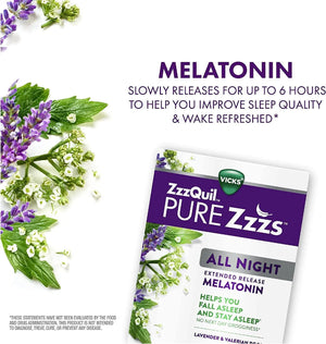 VICKS - Vicks Pure Zzzs All Night Extended Release Melatonin 14 Tabletas - The Red Vitamin MX - Suplementos Alimenticios - {{ shop.shopifyCountryName }}