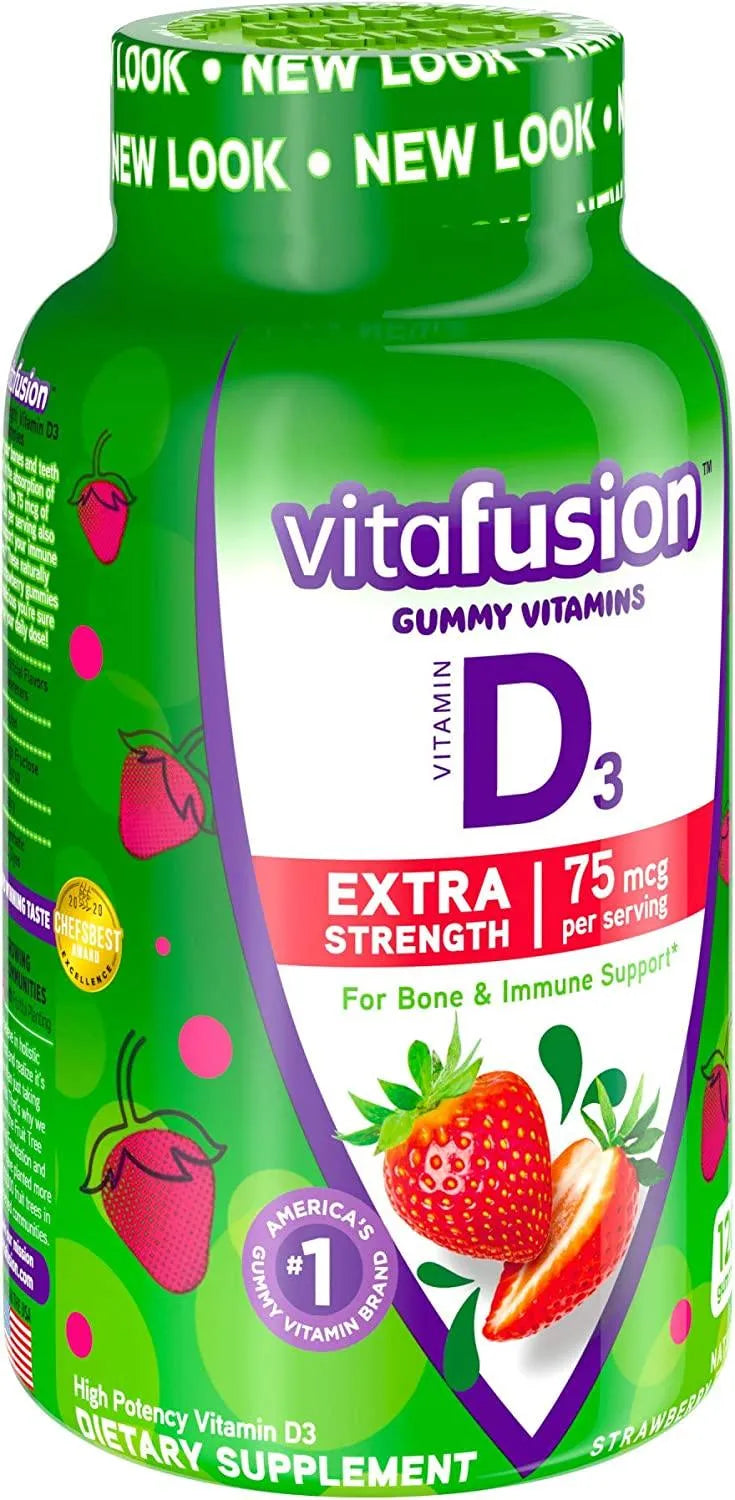 VITAFUSION - Vitafusion Extra Strength Vitamin D3 Gummy Vitamin 120 Gomitas - The Red Vitamin MX - Suplementos Alimenticios - {{ shop.shopifyCountryName }}