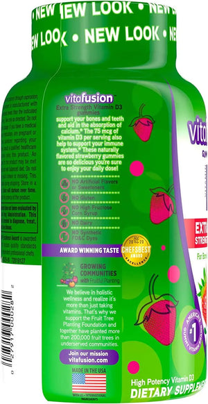 VITAFUSION - Vitafusion Extra Strength Vitamin D3 Gummy Vitamin 120 Gomitas - The Red Vitamin MX - Suplementos Alimenticios - {{ shop.shopifyCountryName }}