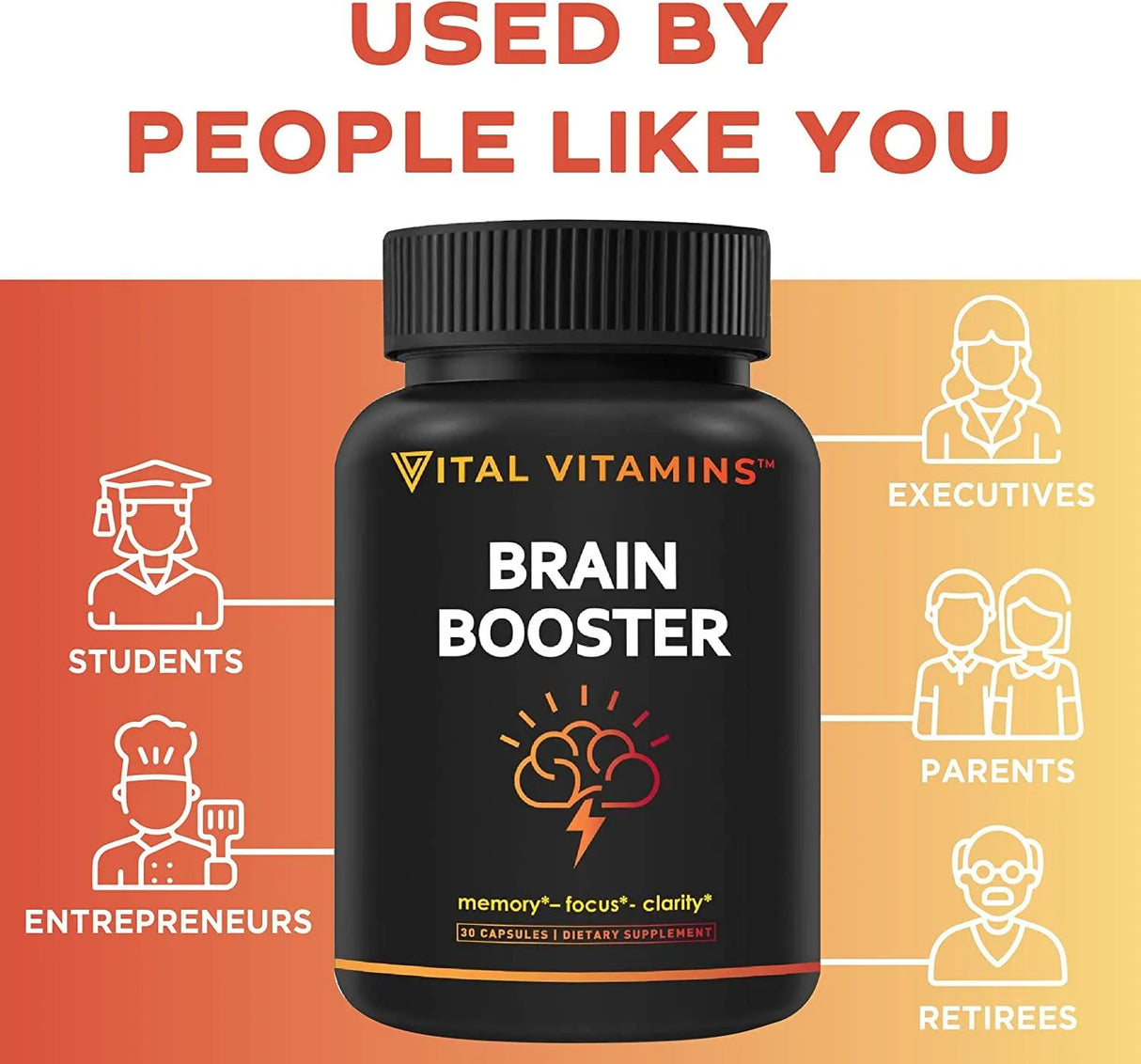 VITAL VITAMINS - Vital Vitamins Brain Booster 30 Capsulas - The Red Vitamin MX - Suplementos Alimenticios - {{ shop.shopifyCountryName }}