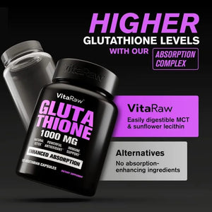 VITARAW - VitaRaw Glutathione 1000Mg. 120 Capsulas - The Red Vitamin MX - Suplementos Alimenticios - {{ shop.shopifyCountryName }}