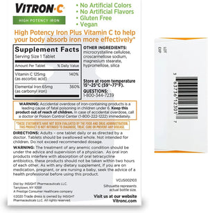 VITRON-C - Vitron-C High Potency Iron 60 Tabletas - The Red Vitamin MX - Suplementos Alimenticios - {{ shop.shopifyCountryName }}