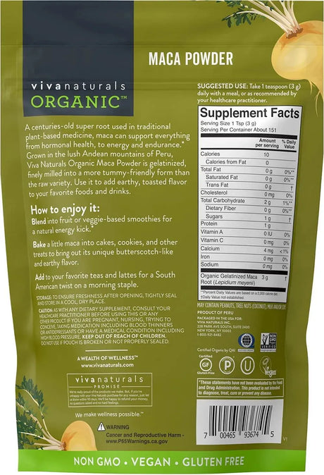 VIVA NATURALS - Viva Naturals Organic Maca Powder 1Lb. - The Red Vitamin MX - Suplementos Alimenticios - {{ shop.shopifyCountryName }}