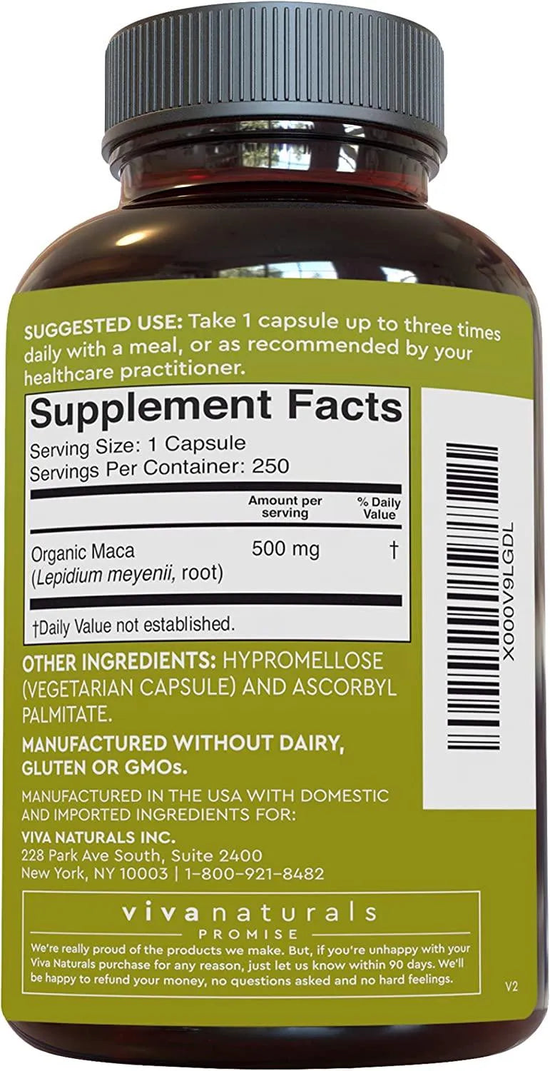 VIVA NATURALS - Viva Naturals Peruvian Maca 500Mg. 250 Capsulas - The Red Vitamin MX - Suplementos Alimenticios - {{ shop.shopifyCountryName }}