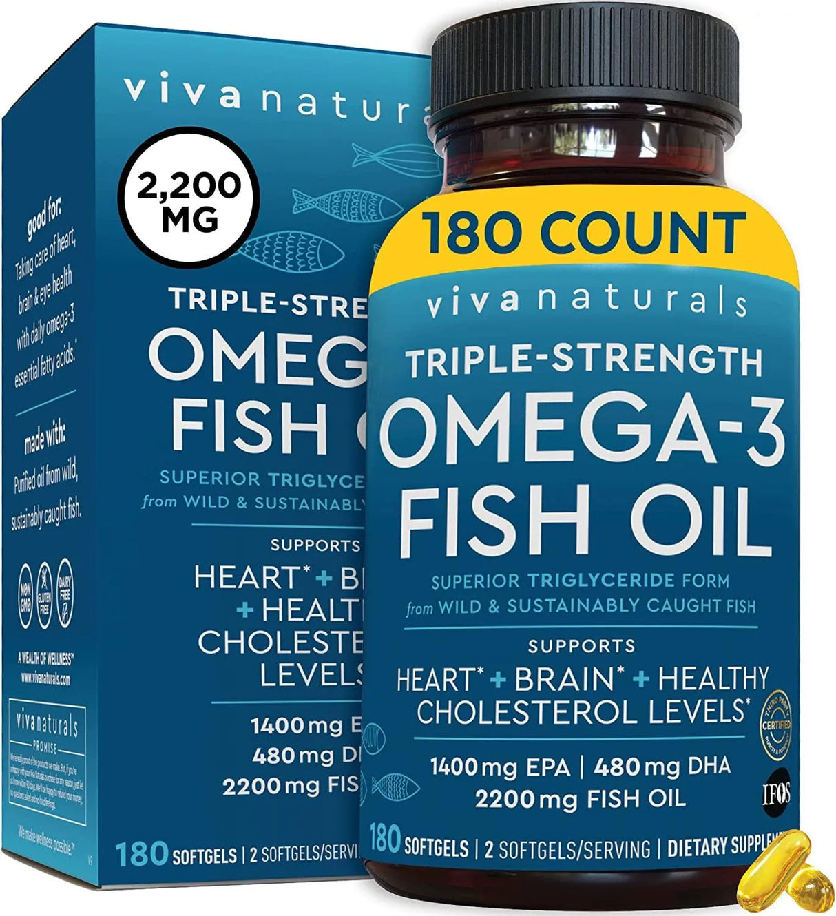 VIVA NATURALS - Viva Naturals Triple-Strength Omega-3 Fish Oil 2200Mg. - The Red Vitamin MX - Suplementos Alimenticios - {{ shop.shopifyCountryName }}