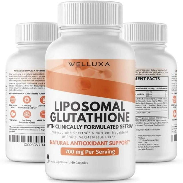 WELLUXA - Welluxa Liposomal Glutathione 700Mg. 60 Capsulas - The Red Vitamin MX - Suplementos Alimenticios - {{ shop.shopifyCountryName }}