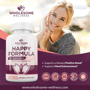 WHOLESOME WELLNESS - Wholesome Wellness Happy Formula Natural Anxiety Depression Relief 60 Capsulas - The Red Vitamin MX - Suplementos Alimenticios - {{ shop.shopifyCountryName }}