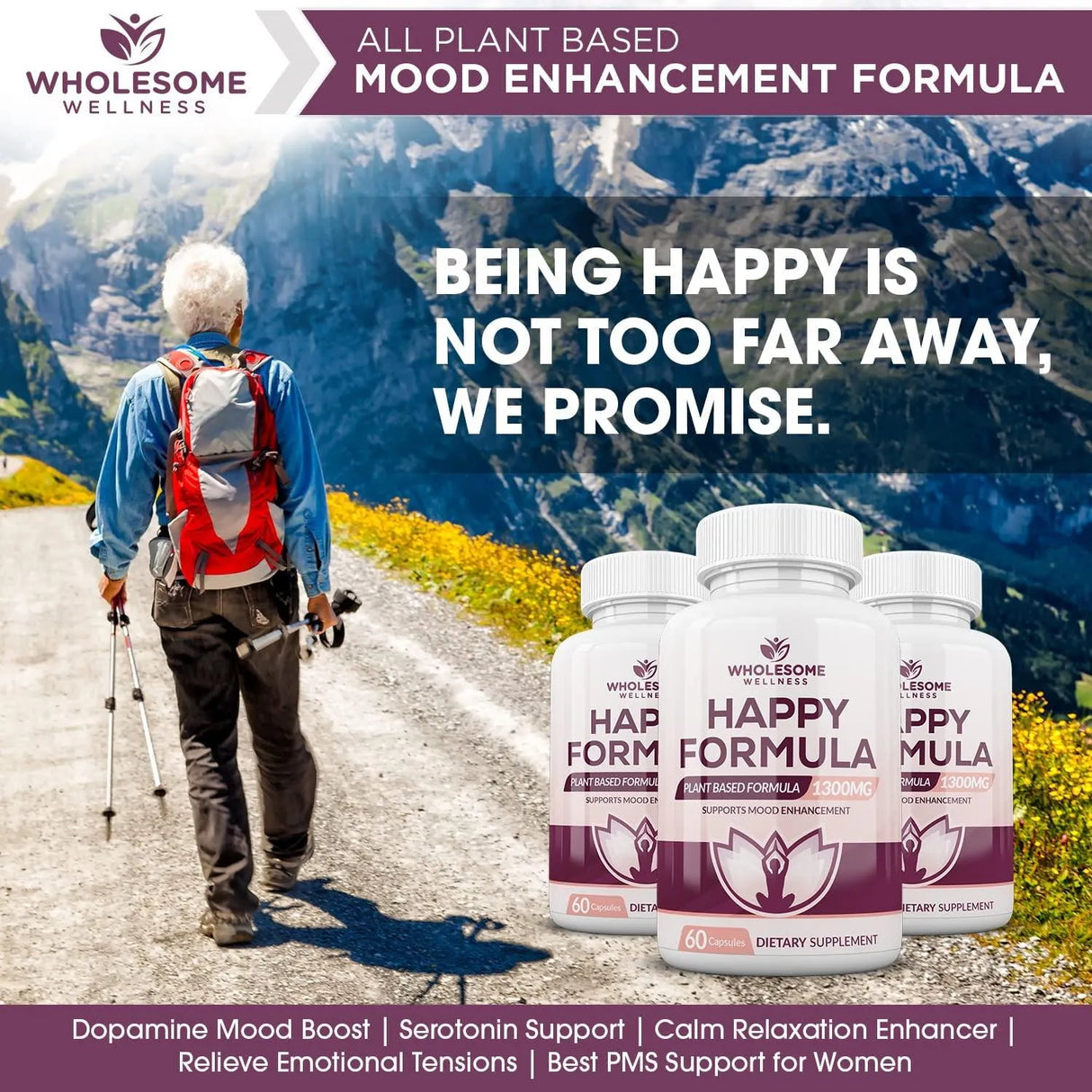 WHOLESOME WELLNESS - Wholesome Wellness Happy Formula Natural Anxiety Depression Relief 60 Capsulas - The Red Vitamin MX - Suplementos Alimenticios - {{ shop.shopifyCountryName }}