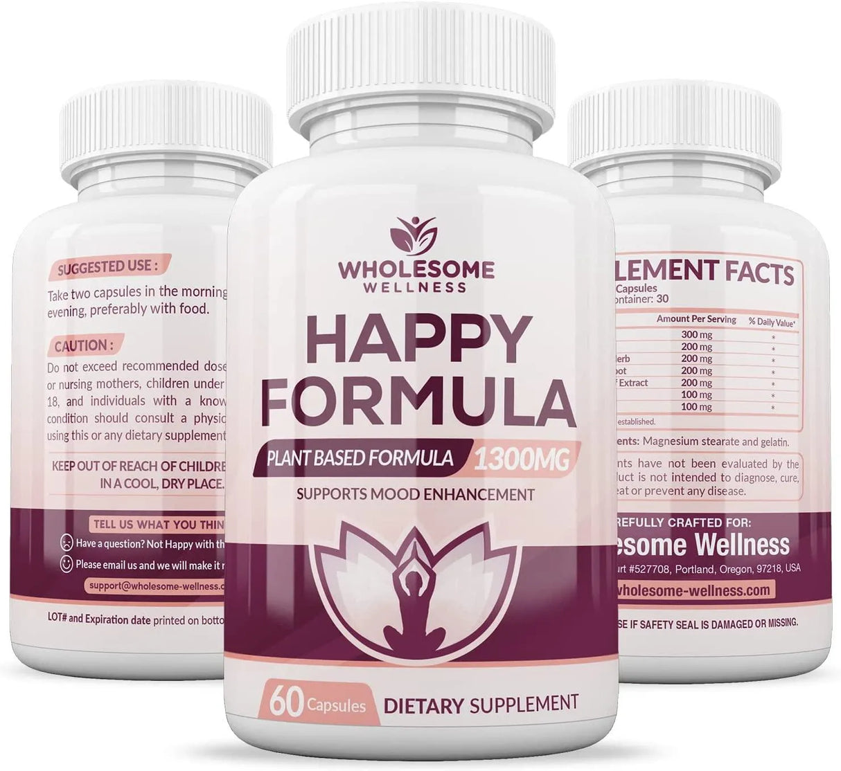 WHOLESOME WELLNESS - Wholesome Wellness Happy Formula Natural Anxiety Depression Relief 60 Capsulas - The Red Vitamin MX - Suplementos Alimenticios - {{ shop.shopifyCountryName }}