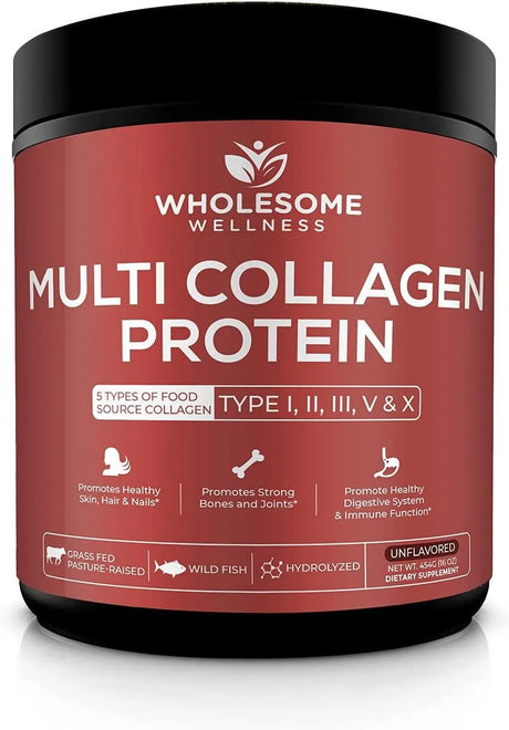 WHOLESOME WELLNESS - Wholesome Wellness Multi Collagen Protein Powder Hydrolyzed 16Oz. - The Red Vitamin MX - Suplementos Alimenticios - {{ shop.shopifyCountryName }}