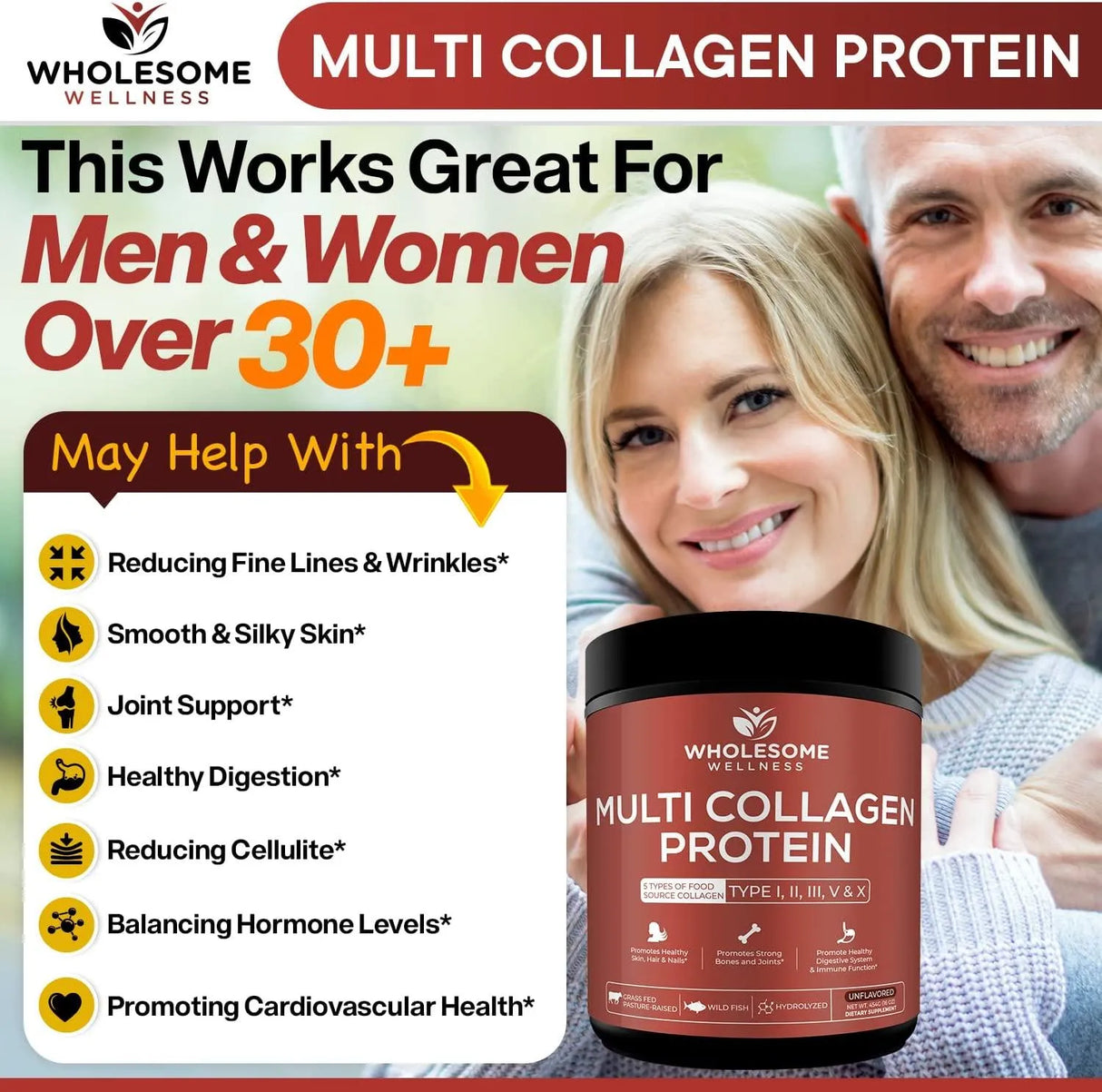 WHOLESOME WELLNESS - Wholesome Wellness Multi Collagen Protein Powder Hydrolyzed 16Oz. - The Red Vitamin MX - Suplementos Alimenticios - {{ shop.shopifyCountryName }}