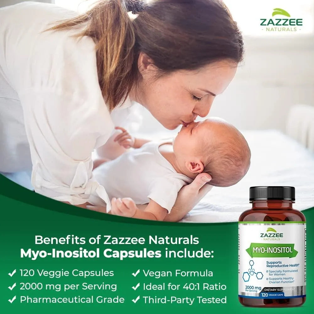 ZAZZEE NATURALS - Zazzee Naturals Myo-Inositol 2000Mg. 120 Capsulas - The Red Vitamin MX - Suplementos Alimenticios - {{ shop.shopifyCountryName }}