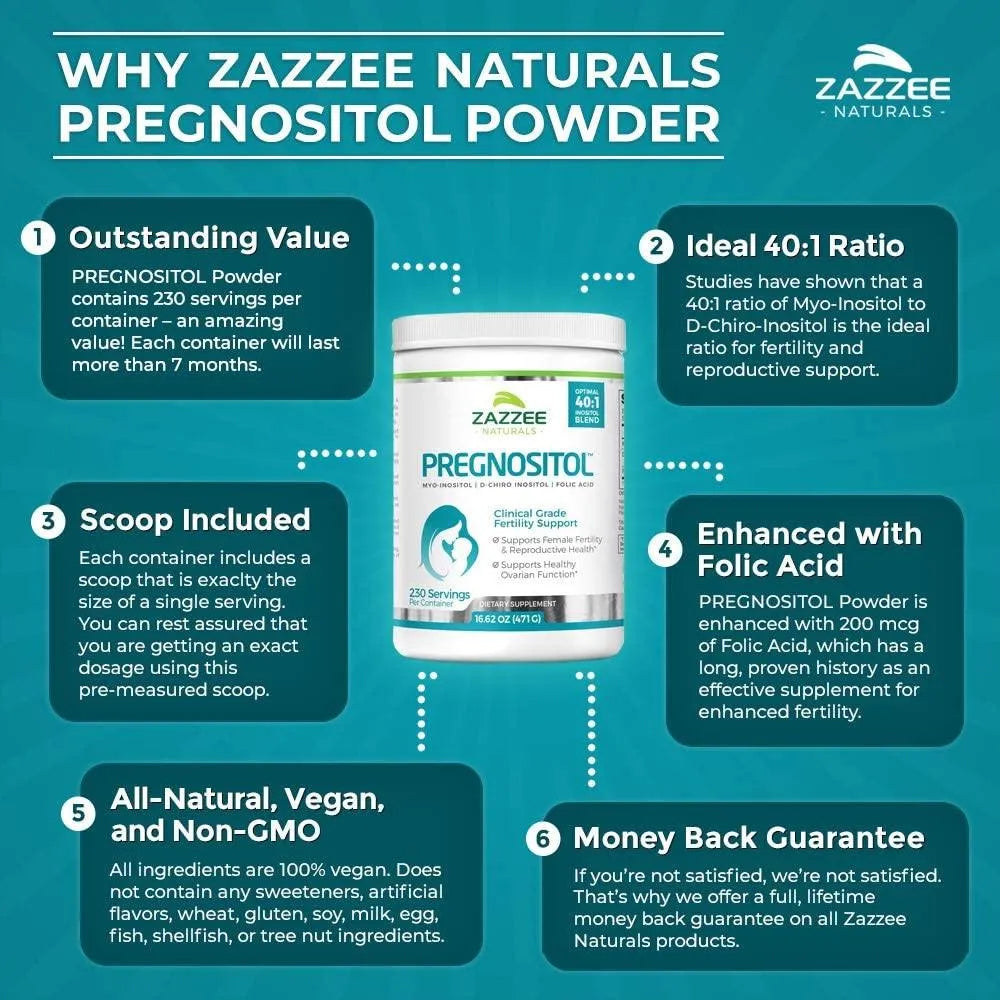 ZAZZEE NATURALS - Zazzee Naturals Pregnositol 16.62Oz. 230 Servicios - The Red Vitamin MX - Suplementos Alimenticios - {{ shop.shopifyCountryName }}