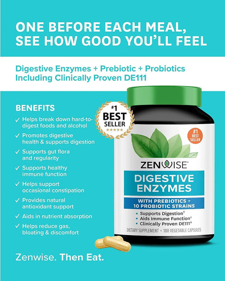 ZENWISE HEALTH - Zenwise Probiotic Digestive Multi Enzymes 180 Capsulas - The Red Vitamin MX - Suplementos Alimenticios - {{ shop.shopifyCountryName }}